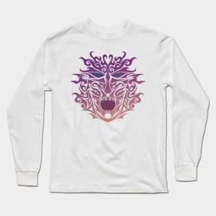 Purple Tribal Tattoo Ghost Mask Long Sleeve T-Shirt